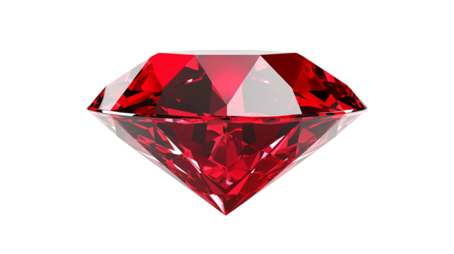 Close up of a ruby diamond isolated against a transparent background