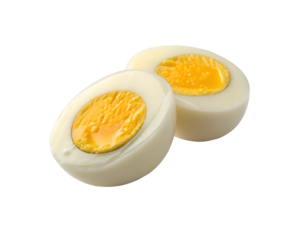 hard boiled egg halves close up photograph