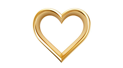 Isolated golden heart shape on a transparent background 