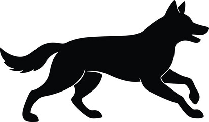 Running german shepherd silhouette, Vector flat hand drawn running shepherd dog silhouette isolated design