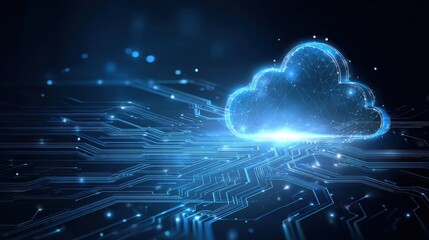 Obraz premium Digital Cloud Computing Technology