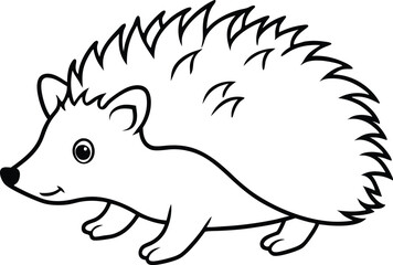 Hedgehog outline vector, Hedgehog line art silhouette vector illustration