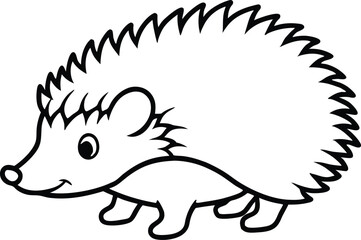 Hedgehog outline vector, Hedgehog line art silhouette vector illustration