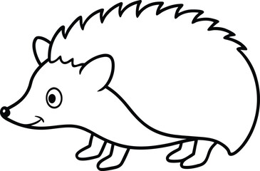 Hedgehog outline vector, Hedgehog line art silhouette vector illustration