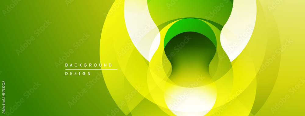 Leinwandbilder Abstract green background. Concentric circles create dynamic visual effect. Smooth gradients suggest depth, modern design.