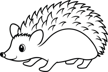 Hedgehog outline vector, Hedgehog line art silhouette vector illustration