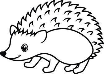 Hedgehog outline vector, Hedgehog line art silhouette vector illustration
