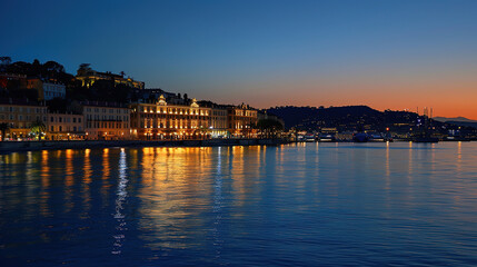 Fototapeta premium Charming Nice City on the French Riviera with Mediterranean Sea Views: Vibrant Coastal Elegance and Timeless Beauty