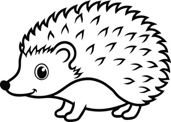 Hedgehog outline vector, Hedgehog line art silhouette vector illustration