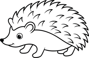 Hedgehog outline vector, Hedgehog line art silhouette vector illustration