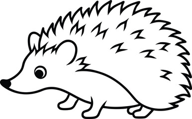 Hedgehog outline vector, Hedgehog line art silhouette vector illustration