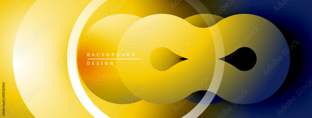 Leinwandbilder Abstract yellow, blue gradient circles overlap. Modern design element for backgrounds, presentations. Smooth transitions create dynamic visual effect.