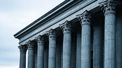 Stone columns of a classical building facade.