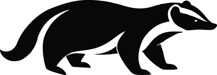Honey badger fearless mammal known for aggression silhouette vector 