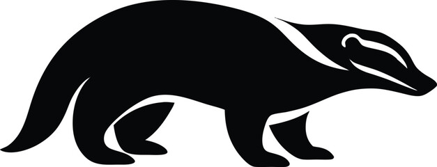 Honey badger fearless mammal known for aggression silhouette vector 