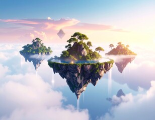 Floating Islands Above the Clouds – Surreal Dreamscape