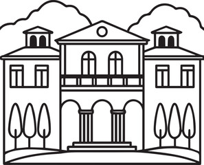 Obraz premium villa outline vector illustration, line art