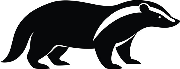 Honey badger fearless mammal known for aggression silhouette vector 