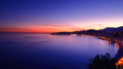 Naklejka premium Charming Nice City on the French Riviera with Mediterranean Sea Views: Vibrant Coastal Elegance and Timeless Beauty