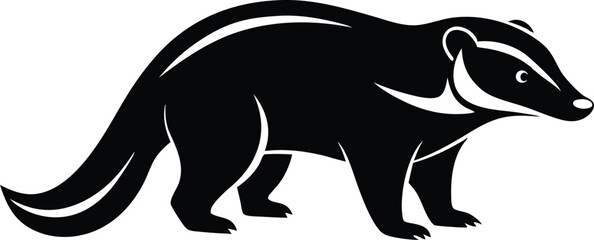 Fototapeta premium Honey badger fearless mammal known for aggression silhouette vector 