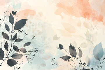 Abstract Floral Design With Pastel Watercolor Background