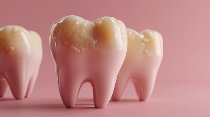Dental health awareness studio visual content pink background close-up