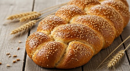 香ばしいゴマたっぷり 手編みパン 小麦の香り