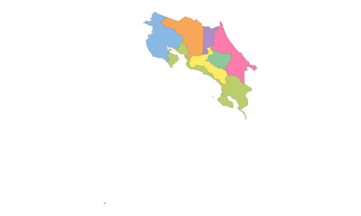 Multicolor Map of Costa Rica with Provinces