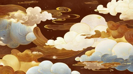 Golden Cloudscape Digital Art