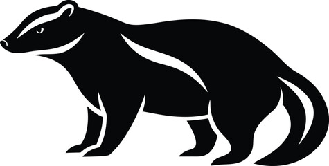 Honey badger fearless mammal known for aggression silhouette vector 
