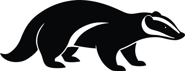 Honey badger fearless mammal known for aggression silhouette vector 