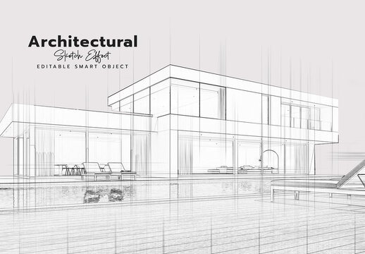 Hand-Drawn Blueprint Photo Effect