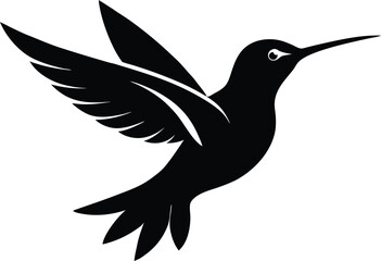 Silhouette abstract flying hummingbirds isolated vector illustration