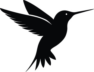 Silhouette abstract flying hummingbirds isolated vector illustration