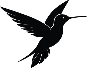Silhouette abstract flying hummingbirds isolated vector illustration