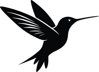 Silhouette abstract flying hummingbirds isolated vector illustration