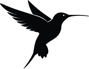 Silhouette abstract flying hummingbirds isolated vector illustration