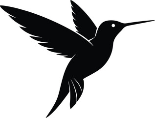 Silhouette abstract flying hummingbirds isolated vector illustration