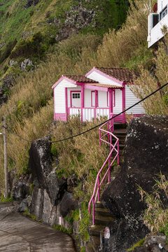 Pink Coastal Cottage House