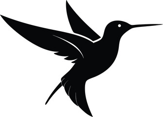 Silhouette abstract flying hummingbirds isolated vector illustration
