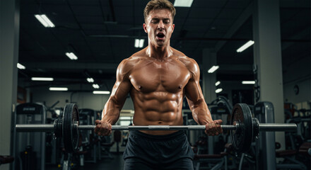 Man lifting weights in gym