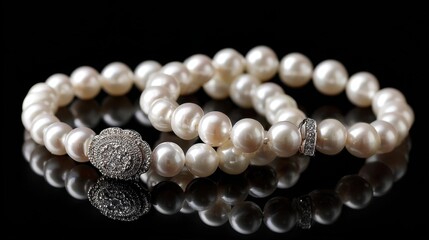 Elegant Pearl Bracelets with Diamond Accents
