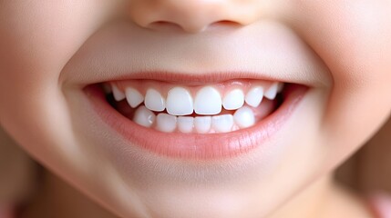Obraz premium Close-up view of a child's healthy, bright smile.