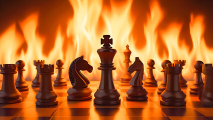 Chess in burning flame,strategy plan and solution.Trick solving