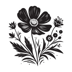 flower silhouette, editable vector image