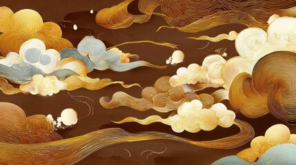 Abstract Celestial Cloudscape in Warm Hues