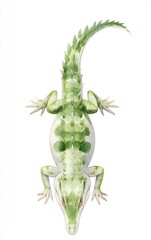 Fototapeta premium Realistic Illustration of a Green Crocodile on White Background