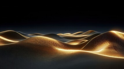Abstract Golden Wave Landscape