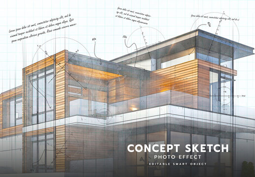 Architectural Concept Sketch Photo Effect