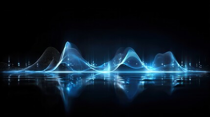 Abstract Blue Light Waves on Dark Background